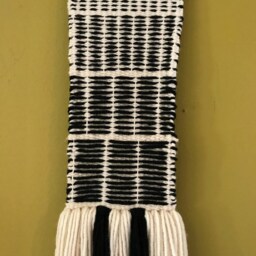 Handwoven/Wall Hanging Fiber Art All The Lines Black Cream - thumbnail 3