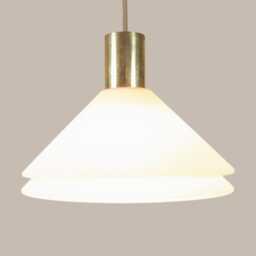 Upcycled Yugoslavian Vintage Pendant Lamp Brass Glass - Ph5 Inspired Mid Century Scandinavian Light Rose Meblo Edition - thumbnail 3