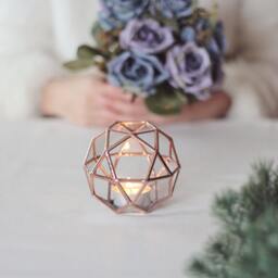 stained Glass Geometric Candle Holder Copper Ring Bearer Box - thumbnail 2