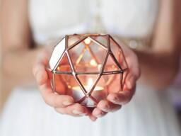 stained Glass Geometric Candle Holder Copper Ring Bearer Box
