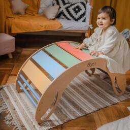 Montessori Rocker Climbing Arch With Table Top, Wooden Toddler Balance Toy For Playroom, Kids Activity Table, Room - thumbnail 1
