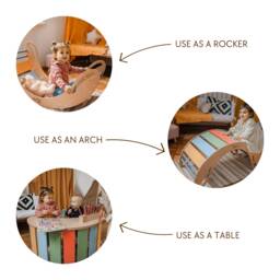 Montessori Rocker Climbing Arch With Table Top, Wooden Toddler Balance Toy For Playroom, Kids Activity Table, Room - thumbnail 2