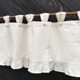 French Country Rustic Lined Curtains Cottage Kitchen Ruffle Valance Shabby Window Treatment Natural Cotton Modern Farmhouse Cafe - thumbnail 3