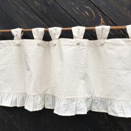 French Country Rustic Lined Curtains Cottage Kitchen Ruffle Valance Shabby Window Treatment Natural Cotton Modern Farmhouse Cafe - thumbnail 2