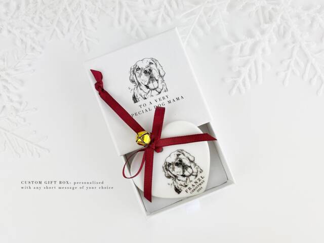 Personalized Pet Portrait Christmas Ornament Ceramic Dog Cat Memorial - image 1