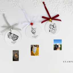 Personalized Pet Portrait Christmas Ornament Ceramic Dog Cat Memorial - thumbnail 2