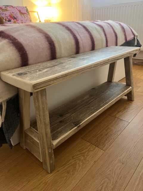 Handmade Rustic End Of Bed Bench With Shelf - image 1