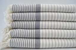 "Gray & Black Striped Towel, Terry Peshtemal, Beach Towel, Turkish Towels, 40""x65"