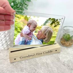 Personalised Wooden Base Photo Frame - My First Cuddle, Grandparent Gift - thumbnail 2