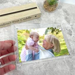 Personalised Wooden Base Photo Frame - My First Cuddle, Grandparent Gift - thumbnail 3