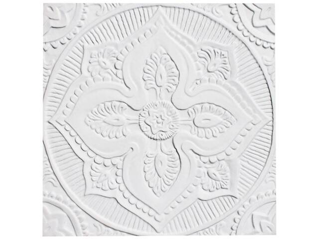 White Ceramic Mandala Wall Sculpture, Textured Boho Tile - 30cm/11.8 - image 1