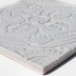 White Ceramic Mandala Wall Sculpture, Textured Boho Tile - 30cm/11.8 - thumbnail 2
