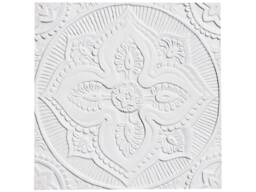 White Ceramic Mandala Wall Sculpture, Textured Boho Tile - 30cm/11.8 - thumbnail 1
