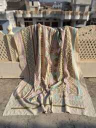 Traditional Cotton Suzani Quilt, Fully Hand-Embroidered By Skilled Artisans, Decorative Floral Bedspread - thumbnail 1
