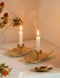 Handmade Gold Aluminium Tealight Holders - Set Of 2