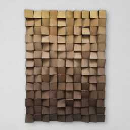 Wood Wall Art - Handmade Sound Diffuser Brown Gold Decor - thumbnail 2