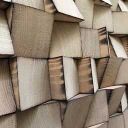 Wood Wall Art - Handmade Sound Diffuser Brown Gold Decor - thumbnail 4