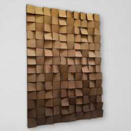 Wood Wall Art - Handmade Sound Diffuser Brown Gold Decor - thumbnail 3