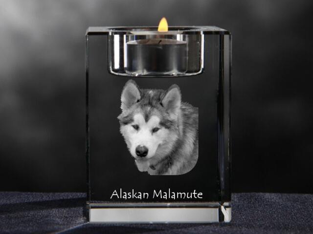 Alaskan Malamute 2, Crystal Candlestick With Dog, Souvenir, Decoration, Limited Edition, Collection - image 1