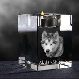 Alaskan Malamute 2, Crystal Candlestick With Dog, Souvenir, Decoration, Limited Edition, Collection - thumbnail 2