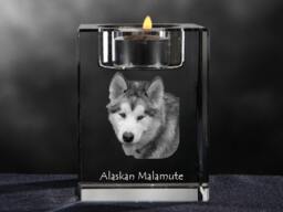 Alaskan Malamute 2, Crystal Candlestick With Dog, Souvenir, Decoration, Limited Edition, Collection - thumbnail 1