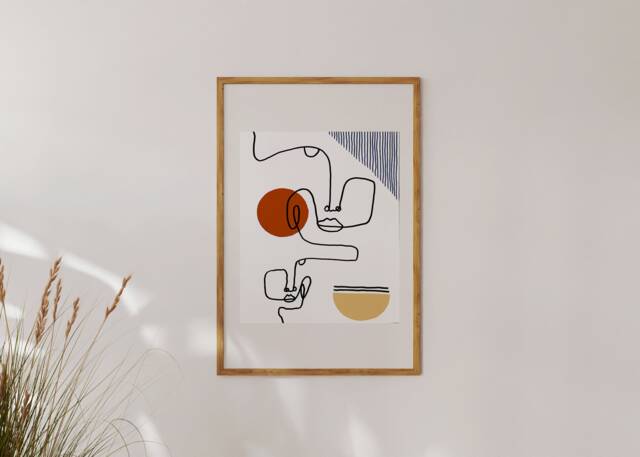Line Faces Art Print - 8x10 Minimalist Wall Blanket Bestseller - image 1