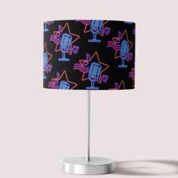 Neon Music Microphone Podcast Print Lampshade Drum Lamp Shade 25cm 30cm 35cm 40cm 45cm Handmade Velvet Home Decor Retro - thumbnail 2