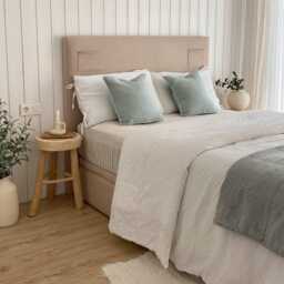 Natural Striped Linen Fitted Sheet - Oatmeal & Off-White Bedding Queen King Deep Pocket Soft Stonewashed Oeko Bed - thumbnail 3
