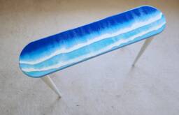 Epoxy Resin Ocean Wave Console Table, Handmade Beach Art Furniture
