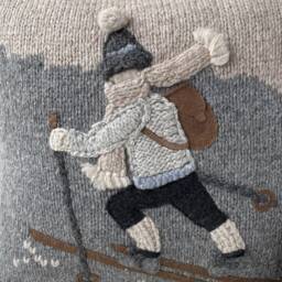 Handmade Alpaca Skier Throw Pillowcase Farmhouse Decor Accent Cushion - thumbnail 2