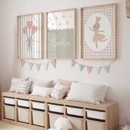 Girls Room Prints, Set Of 6, Gallery Wall Art, Neutral Bedroom, Nursery Decor, Sage Green - thumbnail 3