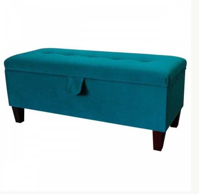 Malta Peacock Velvet Storage Bench With Button Detail - Handmade Ottoman, British Made - image 1