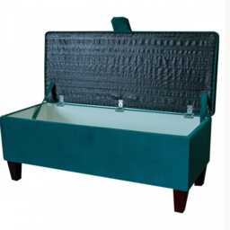 Malta Peacock Velvet Storage Bench With Button Detail - Handmade Ottoman, British Made - thumbnail 3