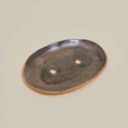 Speckled Stoneware Ceramic Soap Dish Handmade Drainage Holder, Glossy Glaze Finish - thumbnail 4