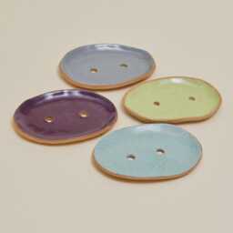 Speckled Stoneware Ceramic Soap Dish Handmade Drainage Holder, Glossy Glaze Finish - thumbnail 3