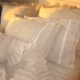 Ruffled Linen Duvet Cover Set - Farmhouse Shabby Chic Bedding - thumbnail 3