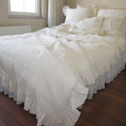 Ruffled Linen Duvet Cover Set - Farmhouse Shabby Chic Bedding - thumbnail 2