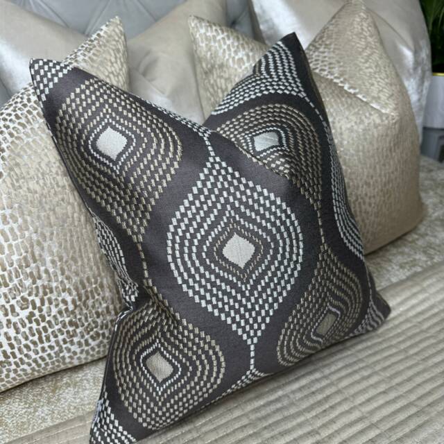 Handmade Cushion Cover, Scatter Pillow Brown - Taupe Abstract Design Size 16 - image 1