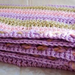 Crochet Baby Blanket, Multicolor Stripes Blanket - thumbnail 4