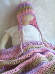 Crochet Baby Blanket, Multicolor Stripes Blanket - thumbnail 1