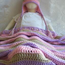 Crochet Baby Blanket, Multicolor Stripes Blanket - thumbnail 2