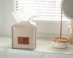 Custom Square Tissue Box Cover, Italian Leather Personalizedtissue Nursery Decor, Bathroom Kleenexx Case - thumbnail 1