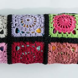 Granny Square Blanket, Nursery Colorful Crochet Blanket Cover, Throw - thumbnail 3