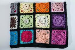 Granny Square Blanket, Nursery Colorful Crochet Blanket Cover, Throw - thumbnail 1