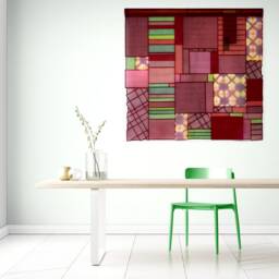 Hand-Painted Silk Organza Bojagi Wall Hanging Modern Textile Art - thumbnail 3