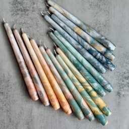 Gold Metallic Marble Taper Candles Hand-Poured Dinner Candle Set - thumbnail 2