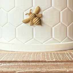 Honeycomb Bee Pot With Drainage Saucer Hand-Painted Indoor Planter - thumbnail 2