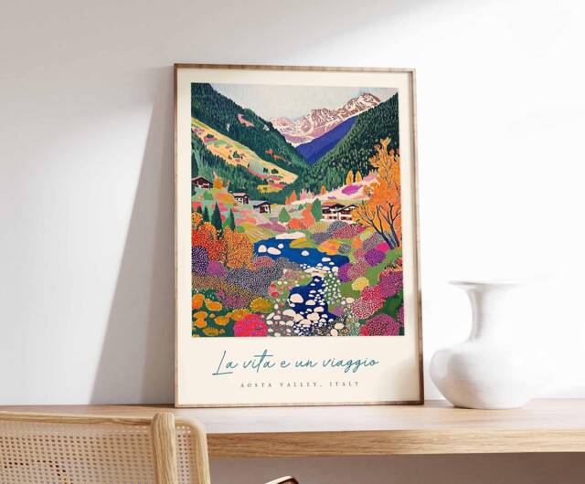 Aosta Valley Travel Poster Italy Alps Art Print - image 1