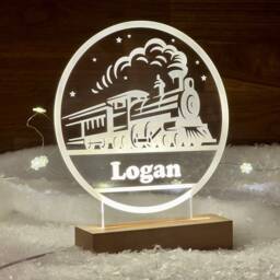 Personalised Train Night Light, Newborn Gift, Nursery Room, Baby Gift, Children Child Birthday Bedroom, Boy's Bedroom Reading Lamp With Name - thumbnail 3