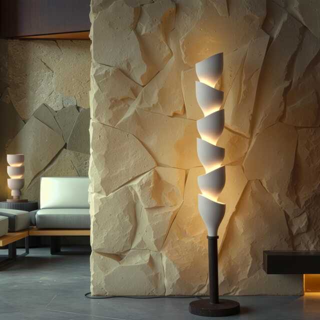 Ceramic Floor Lamp Organic Modern, Handmade Living Room Statement Light, Contemporary Freestanding - Heliconia - image 1